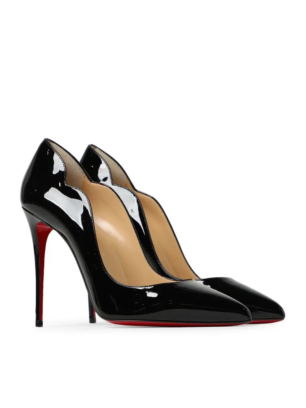 Christian Louboutin Black Patent Leather Hot Chick Pumps 100