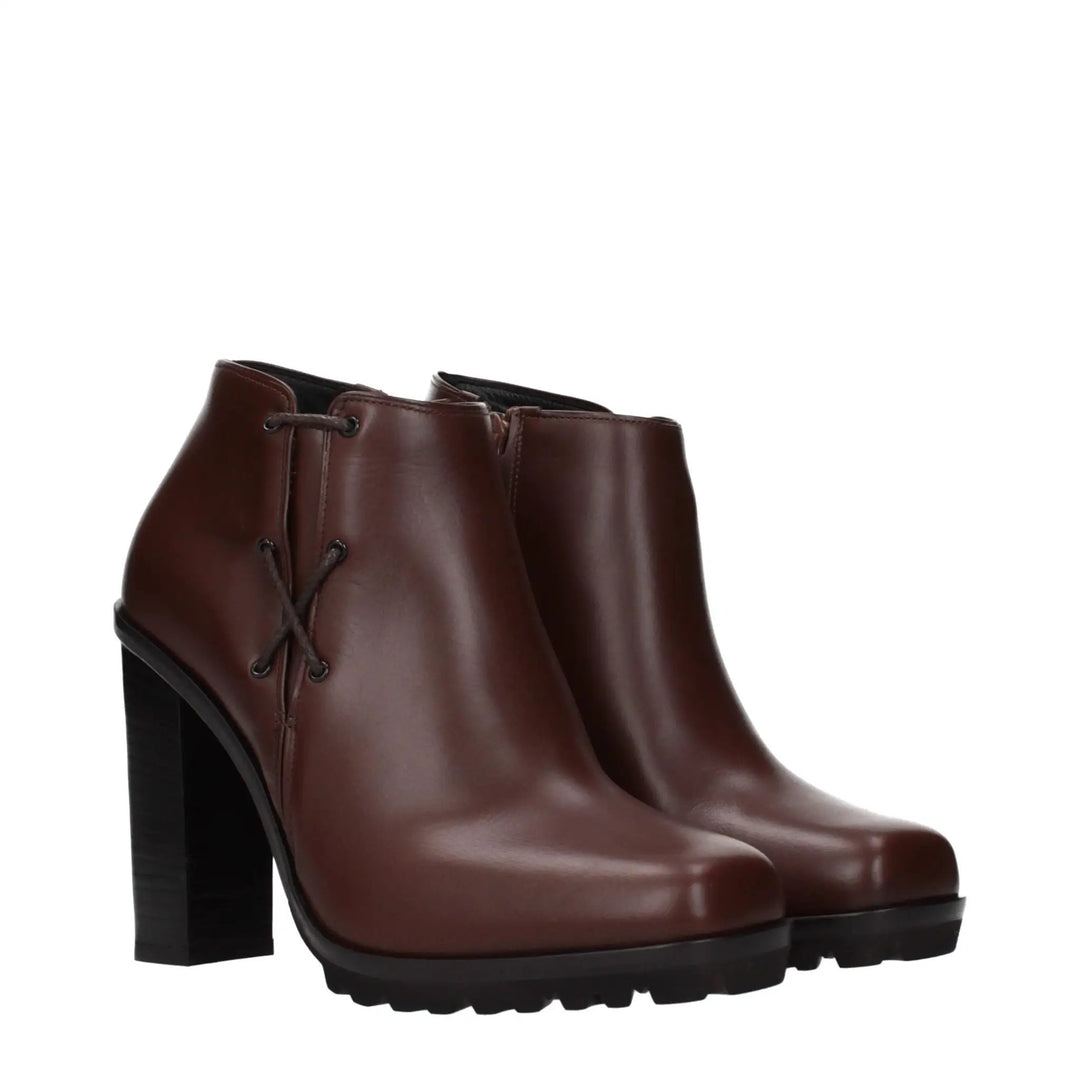 Max Mara Sample Sale | Max Mara Brown Leather Ankle Boots - | Designer outlet