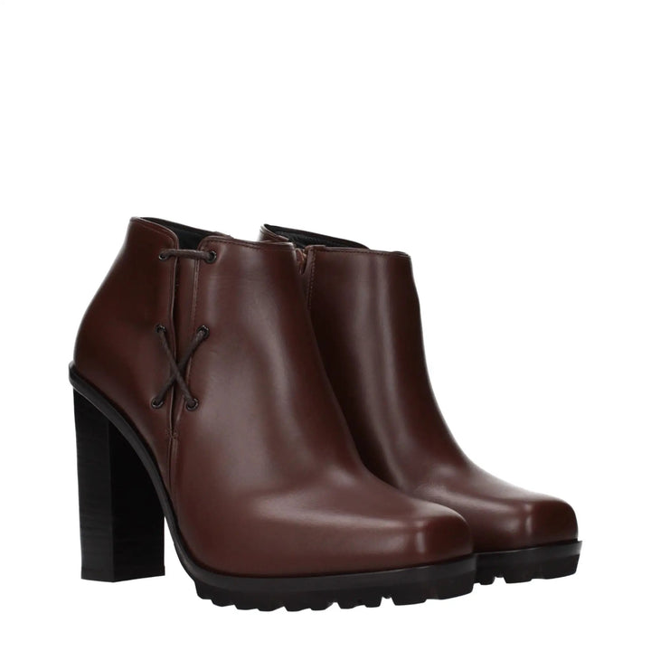 Max Mara Sample Sale | Max Mara Brown Leather Ankle Boots - | Designer outlet