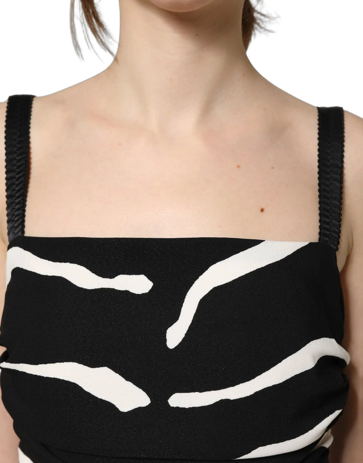 Dolce &amp; Gabbana Sample Sale | Dolce &amp; Gabbana Black White Zebra Cady Calf Length Dress - | Designer outlet