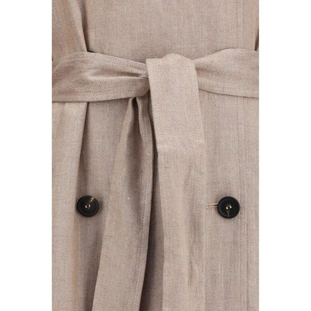 Brunello Cucinelli Sample Sale | Brunello Cucinelli Multicolor Linen Trench Coat - | Designer outlet