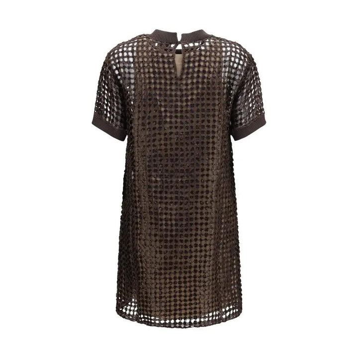 Brunello Cucinelli Sample Sale | Brunello Cucinelli Brown Silk Cocktail Dress - | Designer outlet