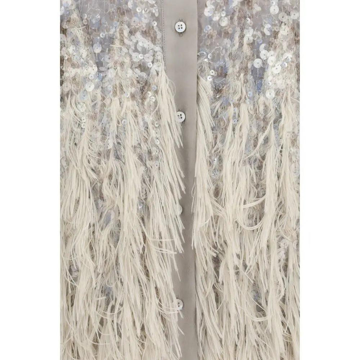 Brunello Cucinelli Sample Sale | Brunello Cucinelli Beige Silk Shortsleeve Shirt - | Designer outlet