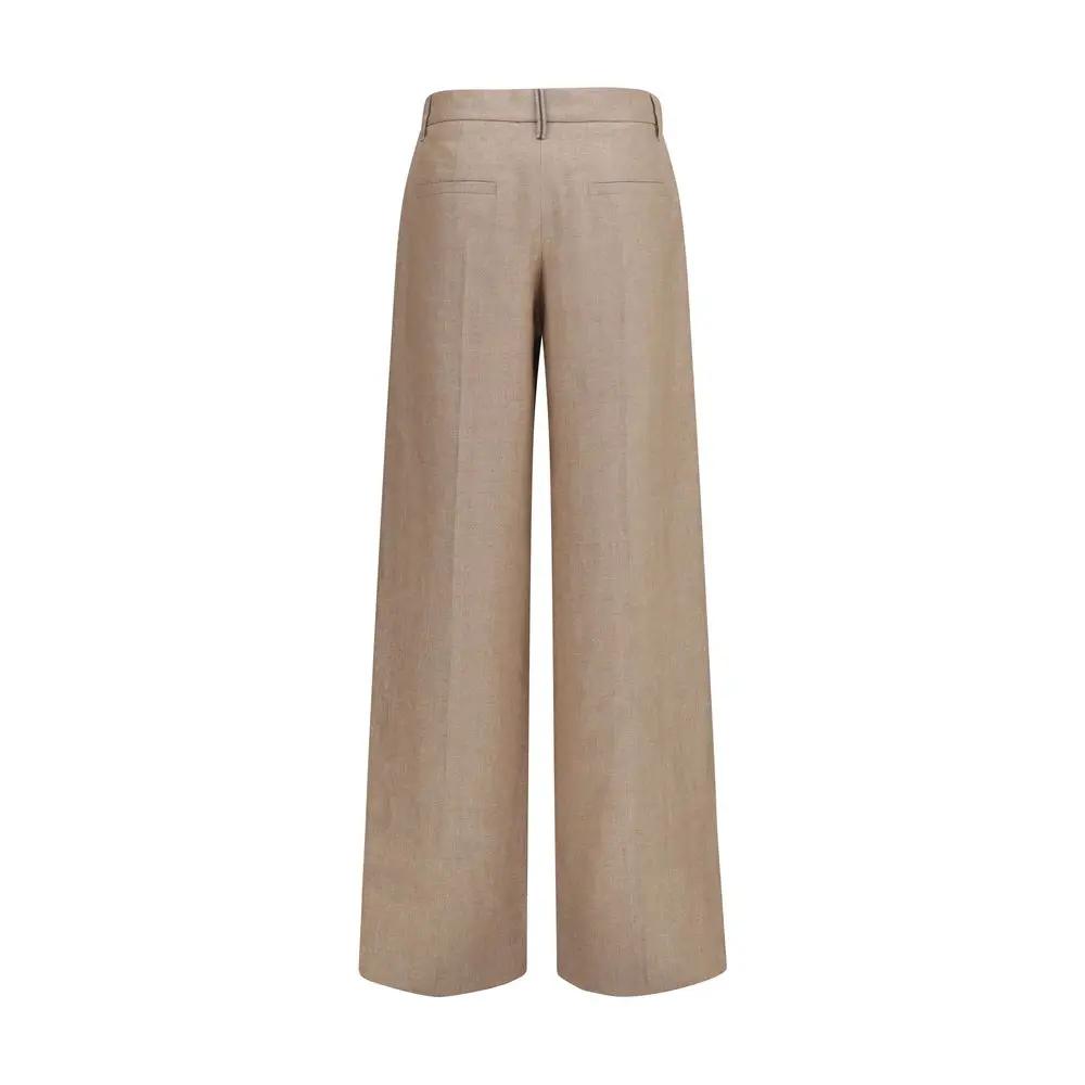 Brunello Cucinelli Sample Sale | Brunello Cucinelli Beige Linen Casual Pants - | Designer outlet