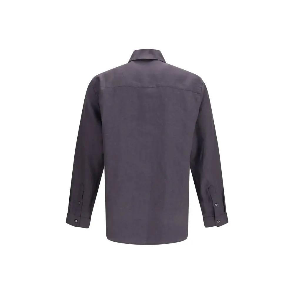 Deperlu Sample Sale | Deperlu Gray Linen Shirt - | Designer outlet