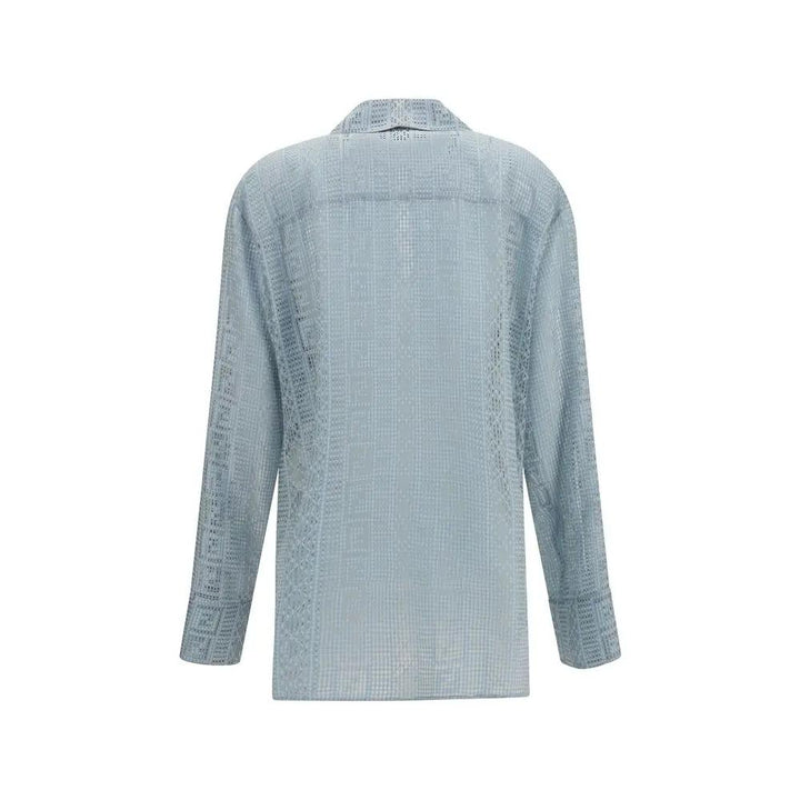 Fendi Sample Sale | Fendi Blue Silk Dress Shirt - | Designer outlet