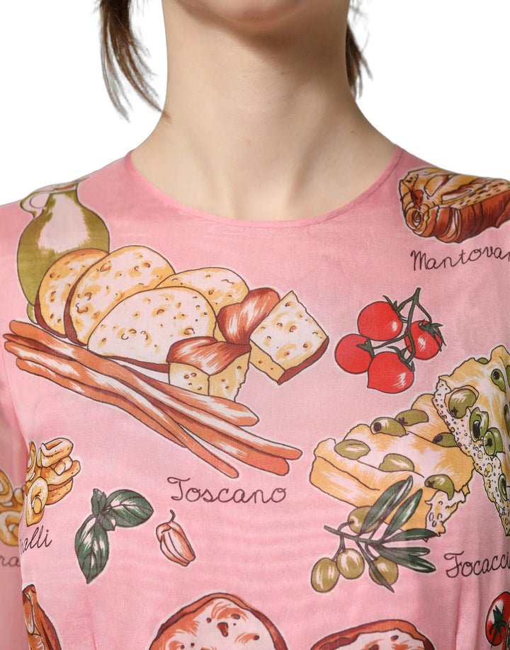 Dolce &amp; Gabbana Sample Sale | Dolce &amp; Gabbana Light Pink Bread Print Pleated Maxi Dress - | Designer outlet