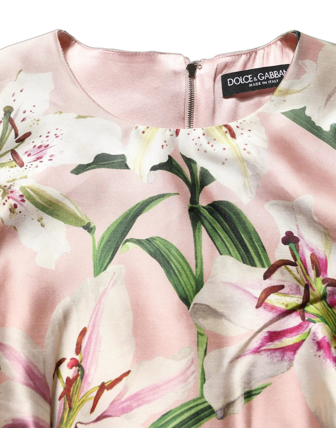 Dolce &amp; Gabbana Sample Sale | Dolce &amp; Gabbana Light Pink LilyPrint Sleeveless Sheath Dress - | Designer outlet