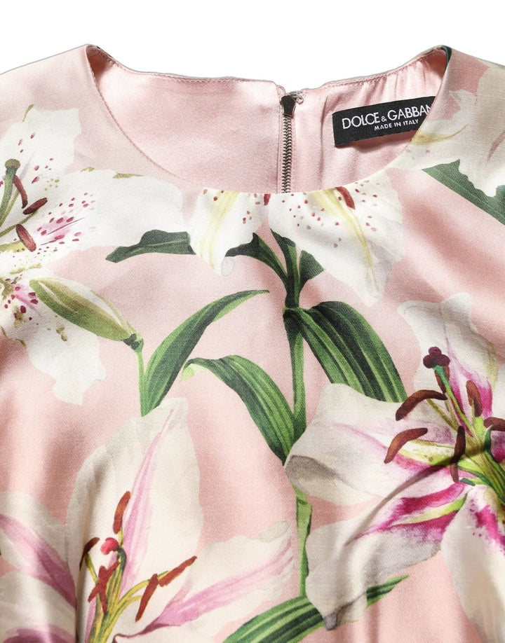 Dolce &amp; Gabbana Sample Sale | Dolce &amp; Gabbana Light Pink LilyPrint Sleeveless Sheath Dress - | Designer outlet