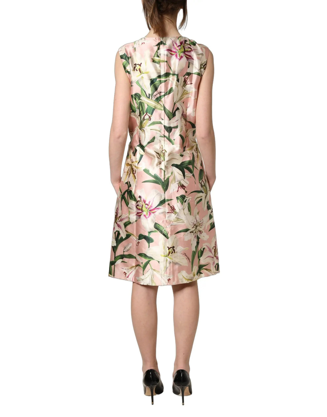 Dolce &amp; Gabbana Sample Sale | Dolce &amp; Gabbana Light Pink LilyPrint Sleeveless Sheath Dress - | Designer outlet