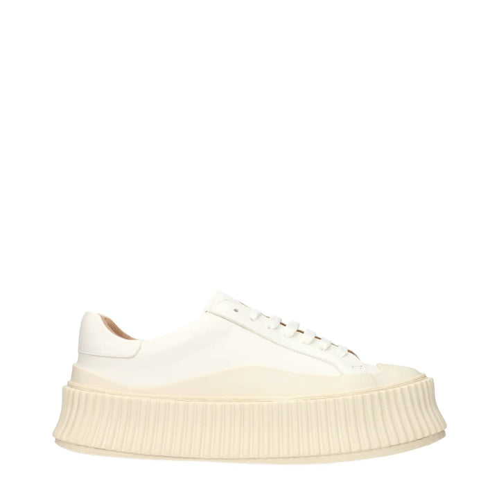 Jil Sander Sample Sale | Jil Sander White Leather Platform Sneakers - | Designer outlet