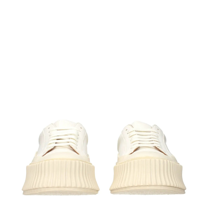 Jil Sander Sample Sale | Jil Sander White Leather Platform Sneakers - | Designer outlet