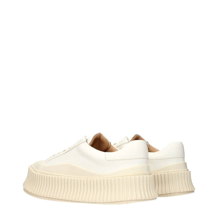 Jil Sander Sample Sale | Jil Sander White Leather Platform Sneakers - | Designer outlet