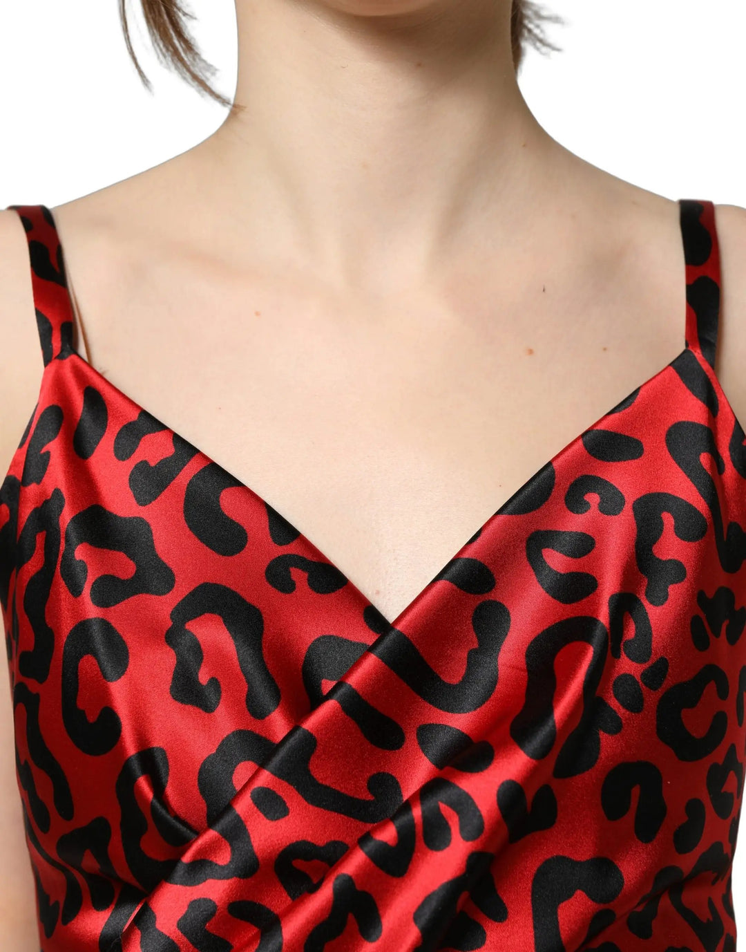 Dolce &amp; Gabbana Sample Sale | Dolce &amp; Gabbana Red Leopard Draped Sleeveless Maxi Dress - | Designer outlet