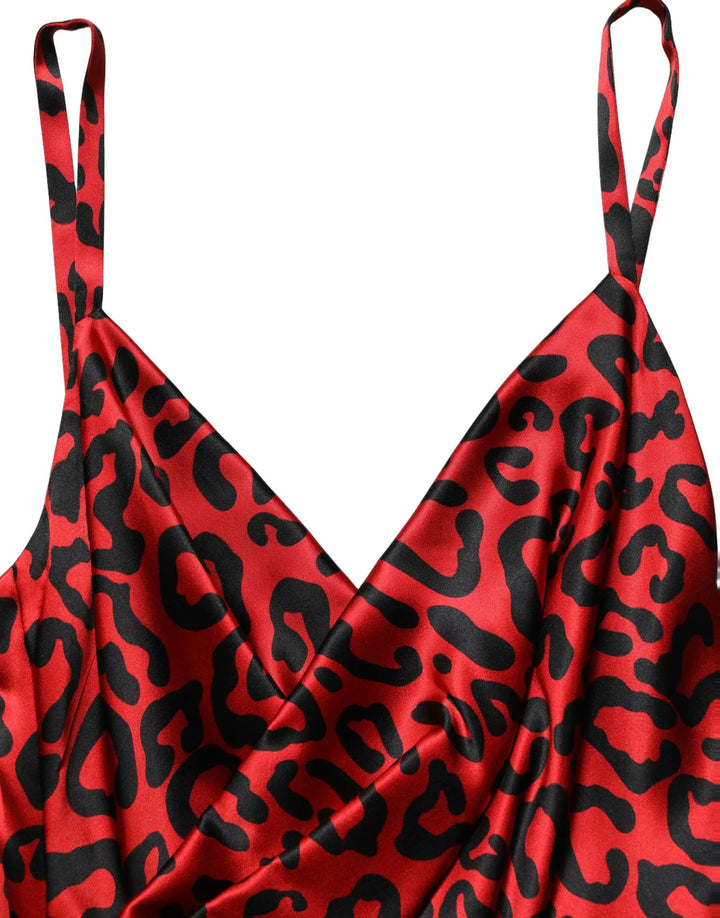 Dolce &amp; Gabbana Sample Sale | Dolce &amp; Gabbana Red Leopard Draped Sleeveless Maxi Dress - | Designer outlet