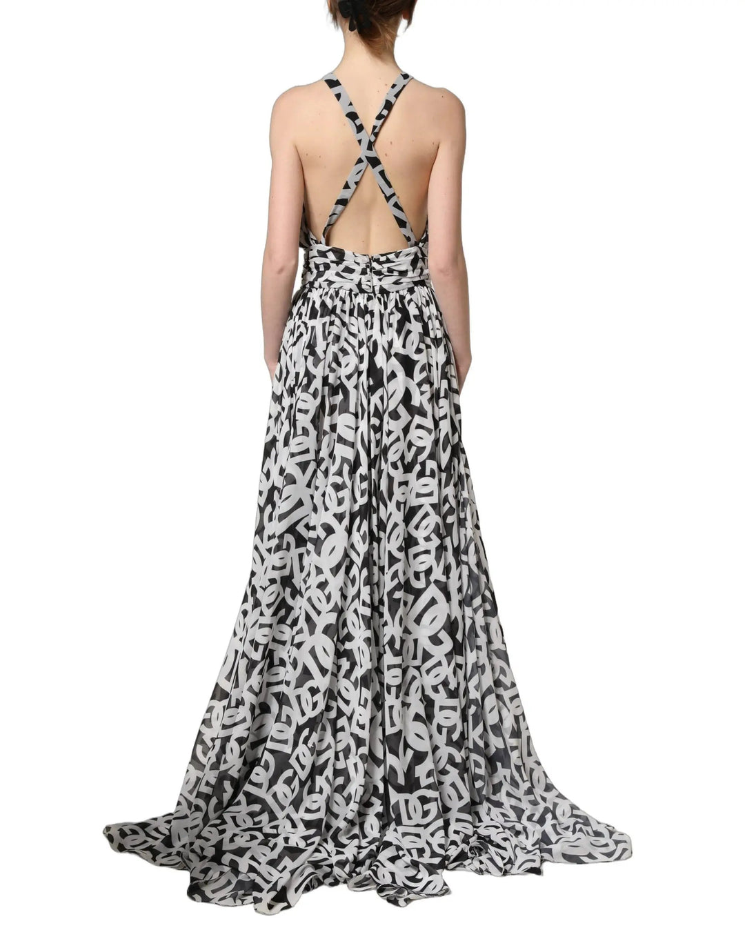 Dolce &amp; Gabbana Sample Sale | Dolce &amp; Gabbana Black White Logo Sleeveless Floor Length Maxi Dress - | Designer outlet