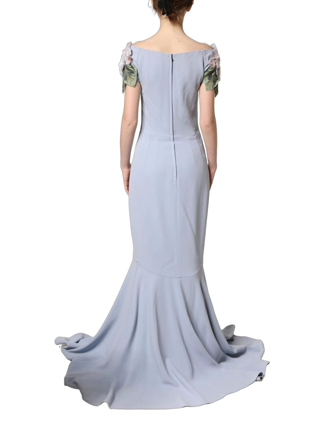 Dolce &amp; Gabbana Sample Sale | Dolce &amp; Gabbana Light Blue Hydrangea Embellished Cap Sleeve Dress - | Designer outlet