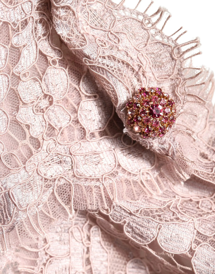 Dolce &amp; Gabbana Sample Sale | Dolce &amp; Gabbana Pink Lace Long Sleeves Evening Gown Dress - | Designer outlet