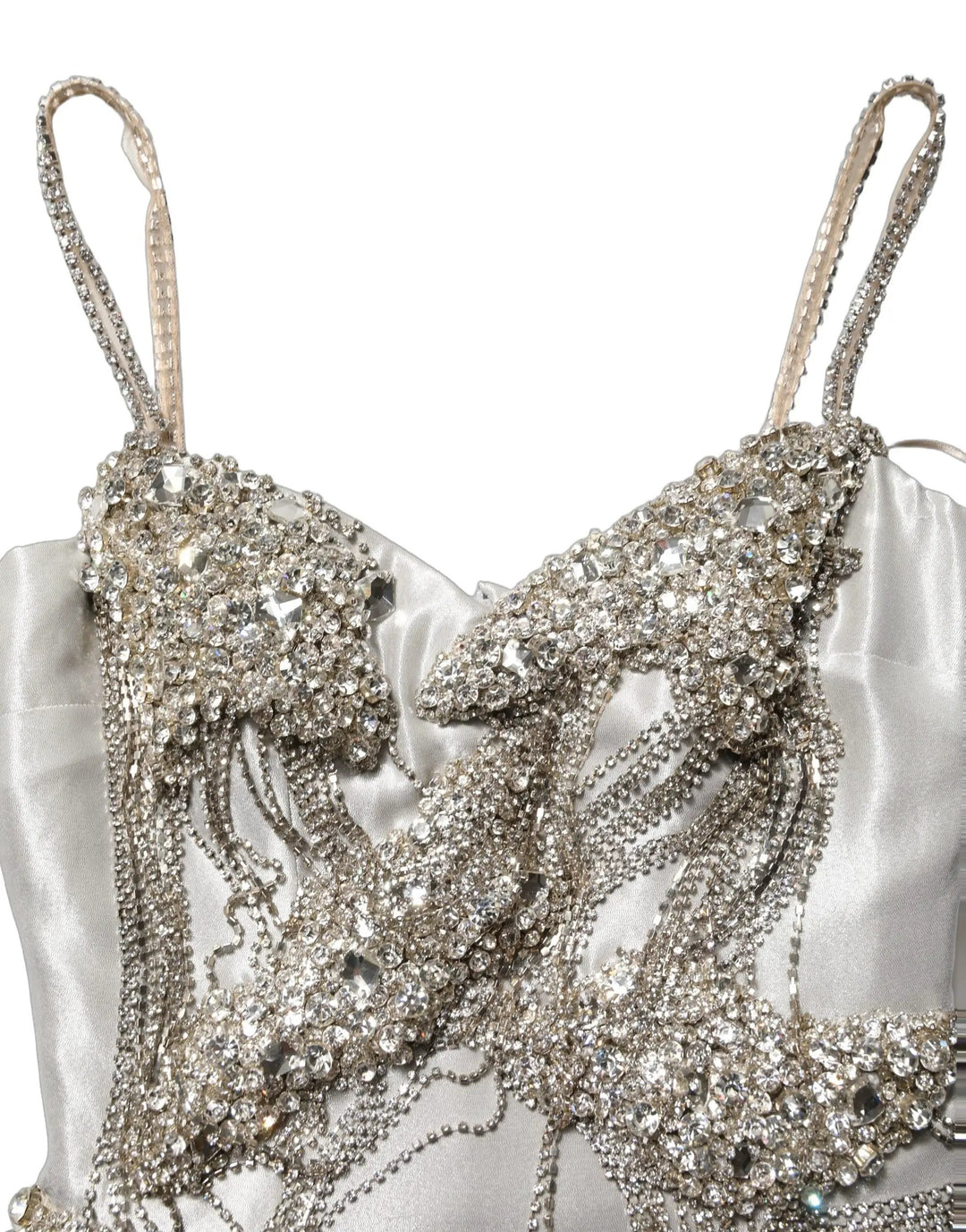 Dolce & Gabbana Sample Sale | Dolce & Gabbana Silver Crystal Embellished EveningGown Dress - | Designer outlet