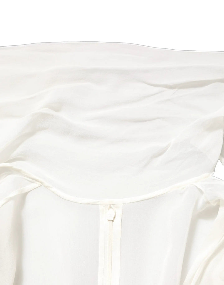 Dolce &amp; Gabbana Sample Sale | Dolce &amp; Gabbana White Silk Sheer Draped Long Gown Dress - | Designer outlet