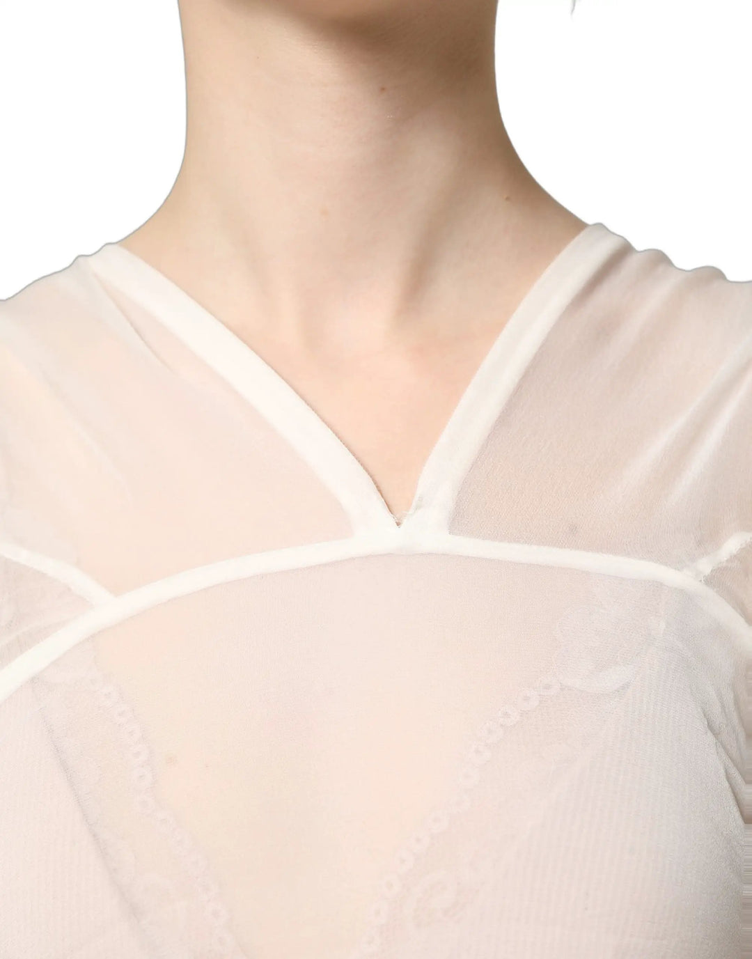 Dolce &amp; Gabbana Sample Sale | Dolce &amp; Gabbana White Silk Sheer Draped Long Gown Dress - | Designer outlet