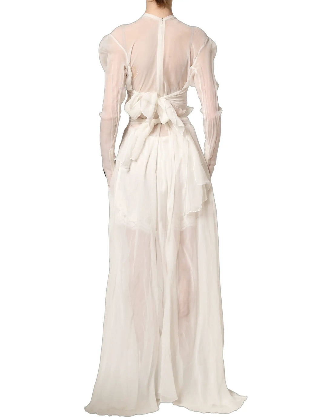 Dolce &amp; Gabbana Sample Sale | Dolce &amp; Gabbana White Silk Sheer Draped Long Gown Dress - | Designer outlet