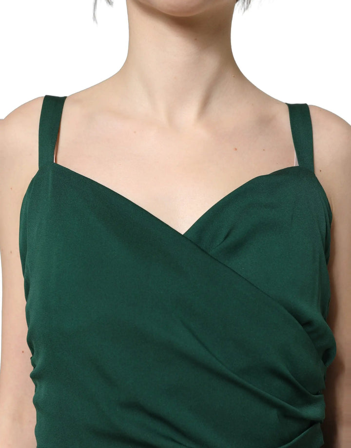 Dolce & Gabbana Sample Sale | Dolce & Gabbana Green Ruched Sweetheart Bodycon Midi Dress - | Designer outlet