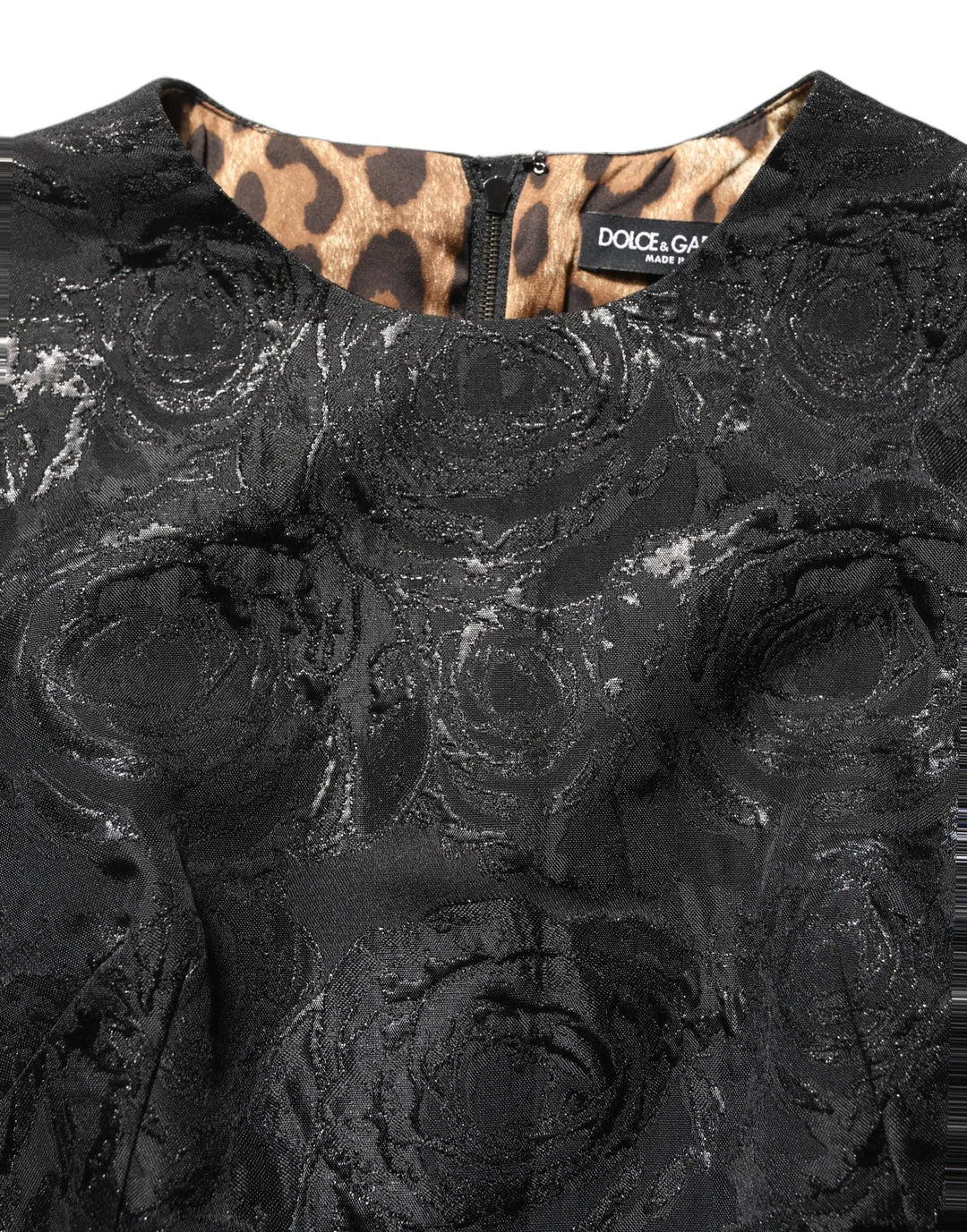 Dolce & Gabbana Sample Sale | Dolce & Gabbana Black Floral Jacquard Flared A-line Dress - | Designer outlet