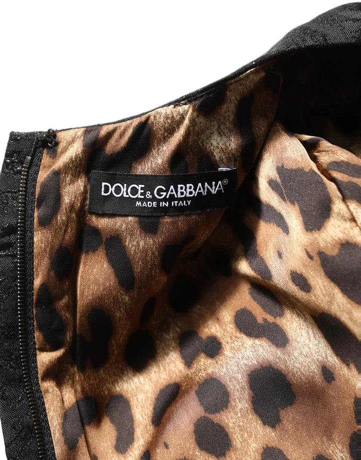 Dolce & Gabbana Sample Sale | Dolce & Gabbana Black Floral Jacquard Flared A-line Dress - | Designer outlet