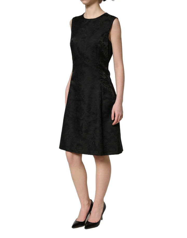 Dolce &amp; Gabbana Sample Sale | Dolce &amp; Gabbana Black Floral Jacquard Sleeveless A-line Dress - | Designer outlet
