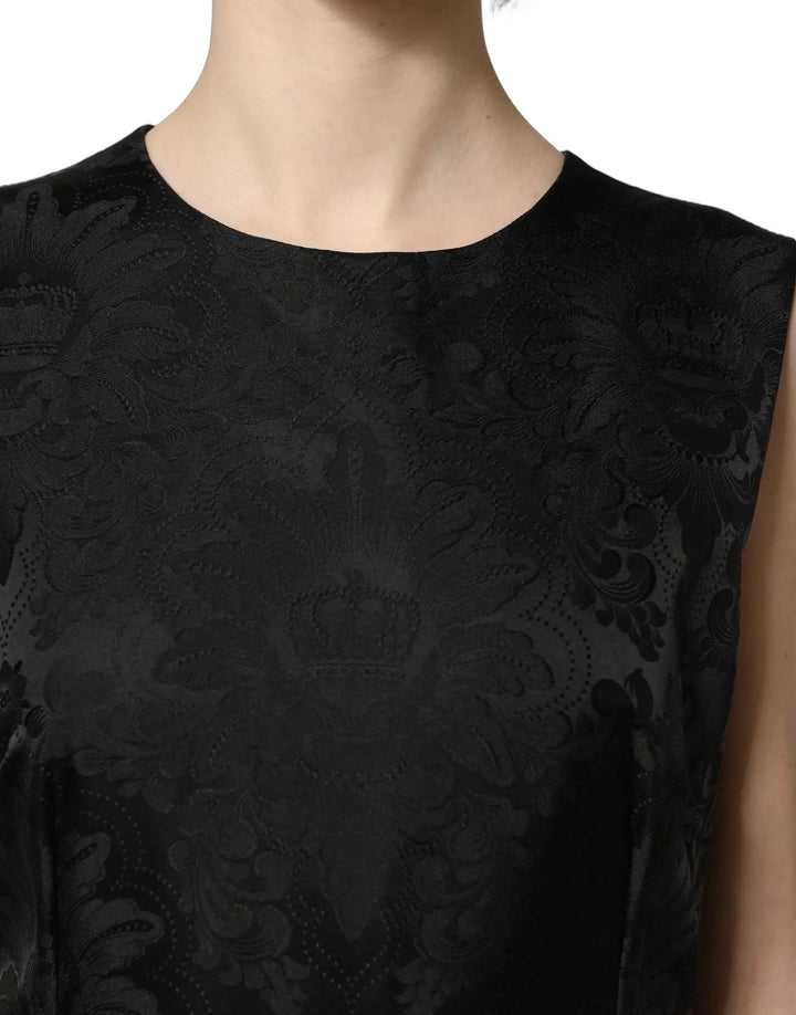 Dolce &amp; Gabbana Sample Sale | Dolce &amp; Gabbana Black Floral Jacquard Sleeveless A-line Dress - | Designer outlet