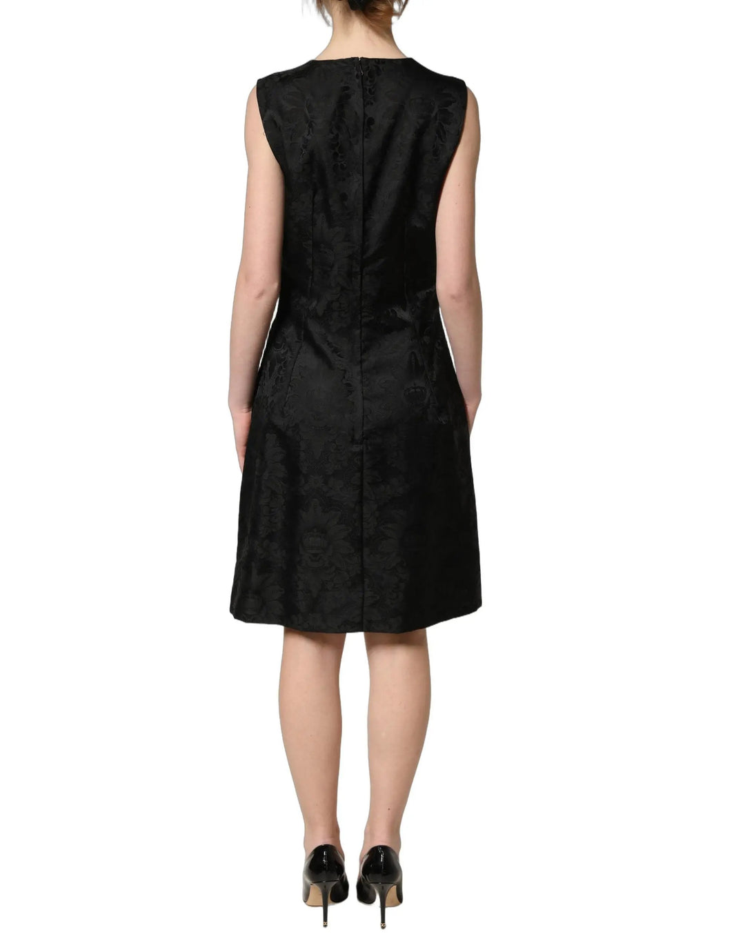 Dolce &amp; Gabbana Sample Sale | Dolce &amp; Gabbana Black Floral Jacquard Sleeveless A-line Dress - | Designer outlet