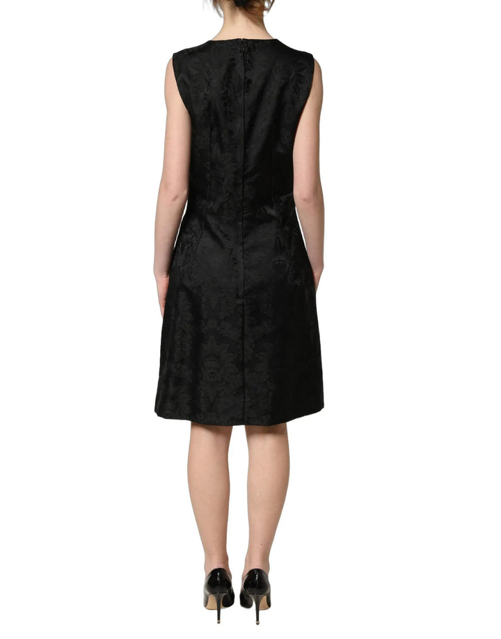 Dolce &amp; Gabbana Sample Sale | Dolce &amp; Gabbana Black Floral Jacquard Sleeveless A-line Dress - | Designer outlet