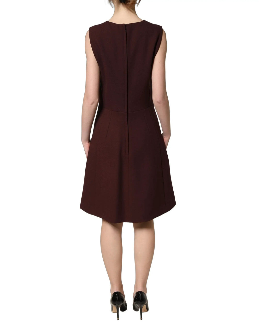 Dolce & Gabbana Sample Sale | Dolce & Gabbana Maroon Lace Sleeveless Knee Length Dress - | Designer outlet