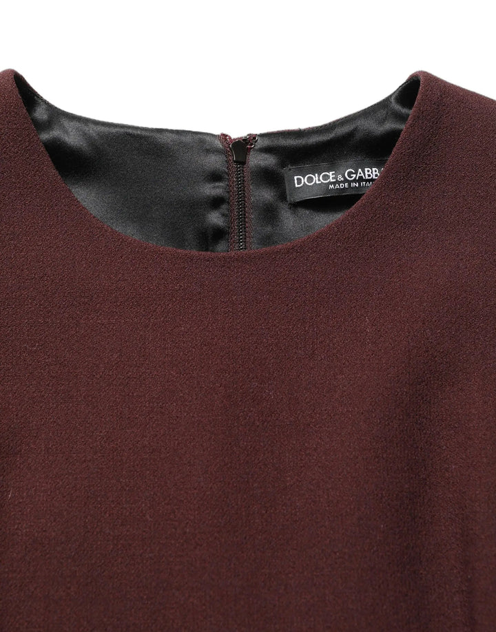 Dolce & Gabbana Sample Sale | Dolce & Gabbana Maroon Lace Sleeveless Knee Length Dress - | Designer outlet