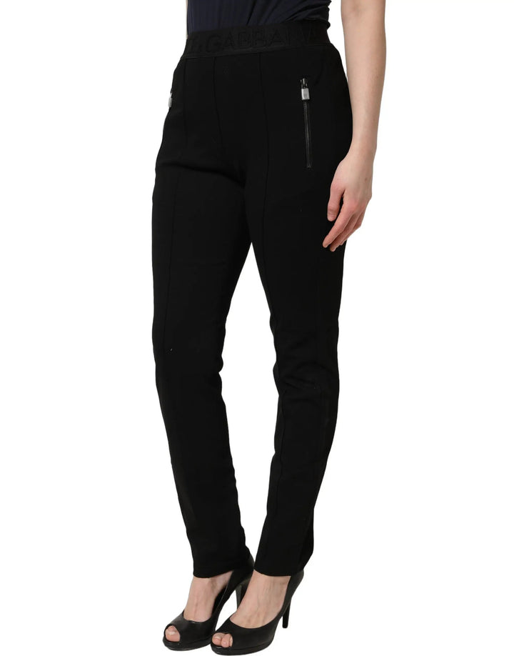 Dolce &amp; Gabbana Sample Sale | Dolce &amp; Gabbana Black Viscose Mid Waist Skinny Trouser Pants - | Designer outlet