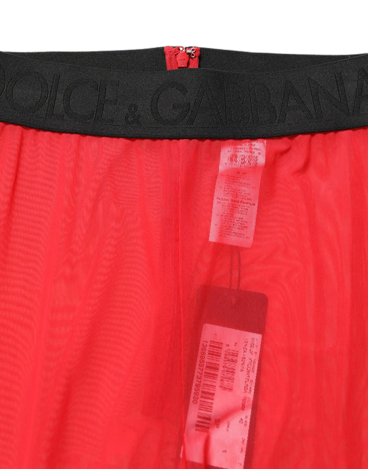 Dolce &amp; Gabbana Sample Sale | Dolce &amp; Gabbana Red Nylon Stretch Slim Legging Trouser Pants - | Designer outlet