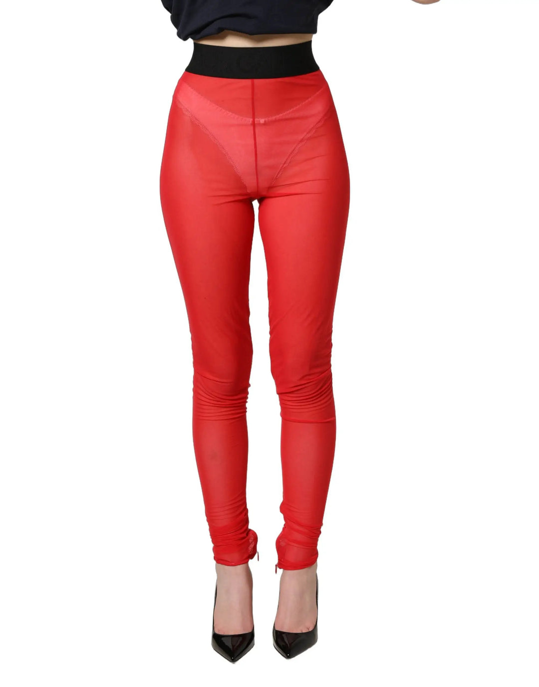 Dolce & Gabbana Sample Sale | Dolce & Gabbana Red Nylon Stretch Slim Legging Trouser Pants - | Designer outlet