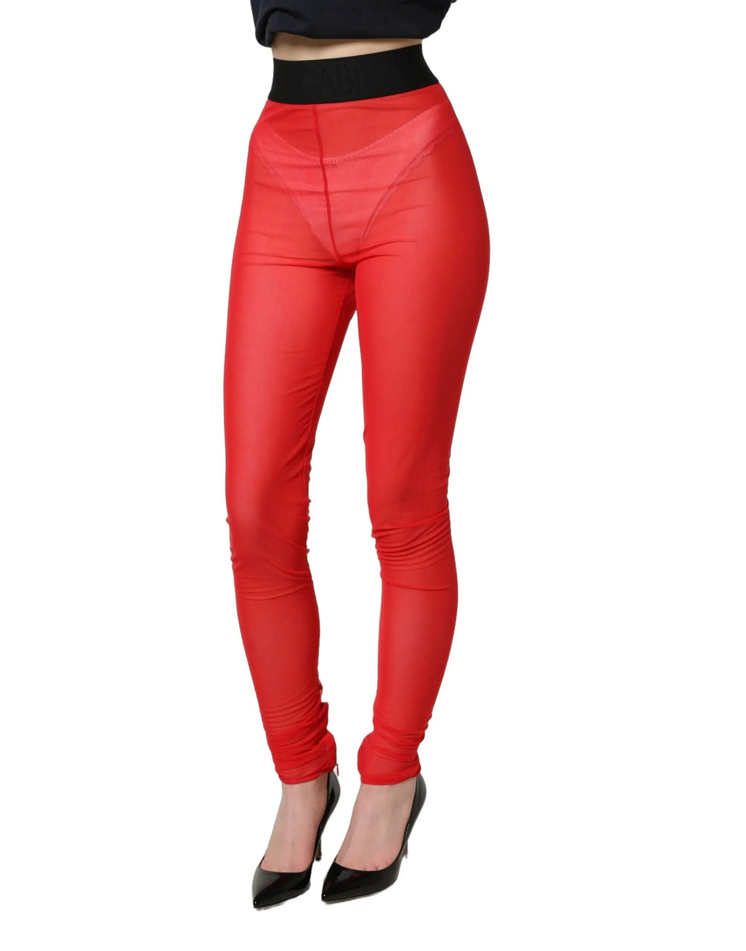 Dolce &amp; Gabbana Sample Sale | Dolce &amp; Gabbana Red Nylon Stretch Slim Legging Trouser Pants - | Designer outlet