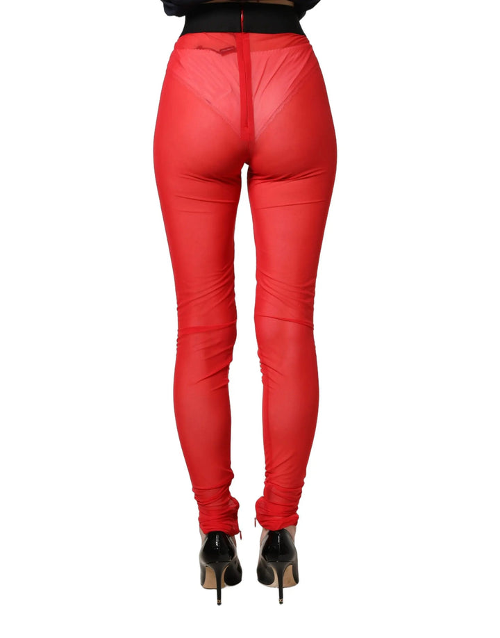 Dolce &amp; Gabbana Sample Sale | Dolce &amp; Gabbana Red Nylon Stretch Slim Legging Trouser Pants - | Designer outlet