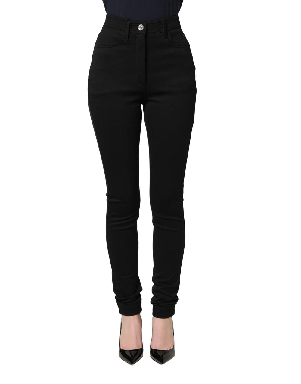 Dolce & Gabbana Sample Sale | Dolce & Gabbana Black Nylon Stretch Skinny High Waist Pants - | Designer outlet