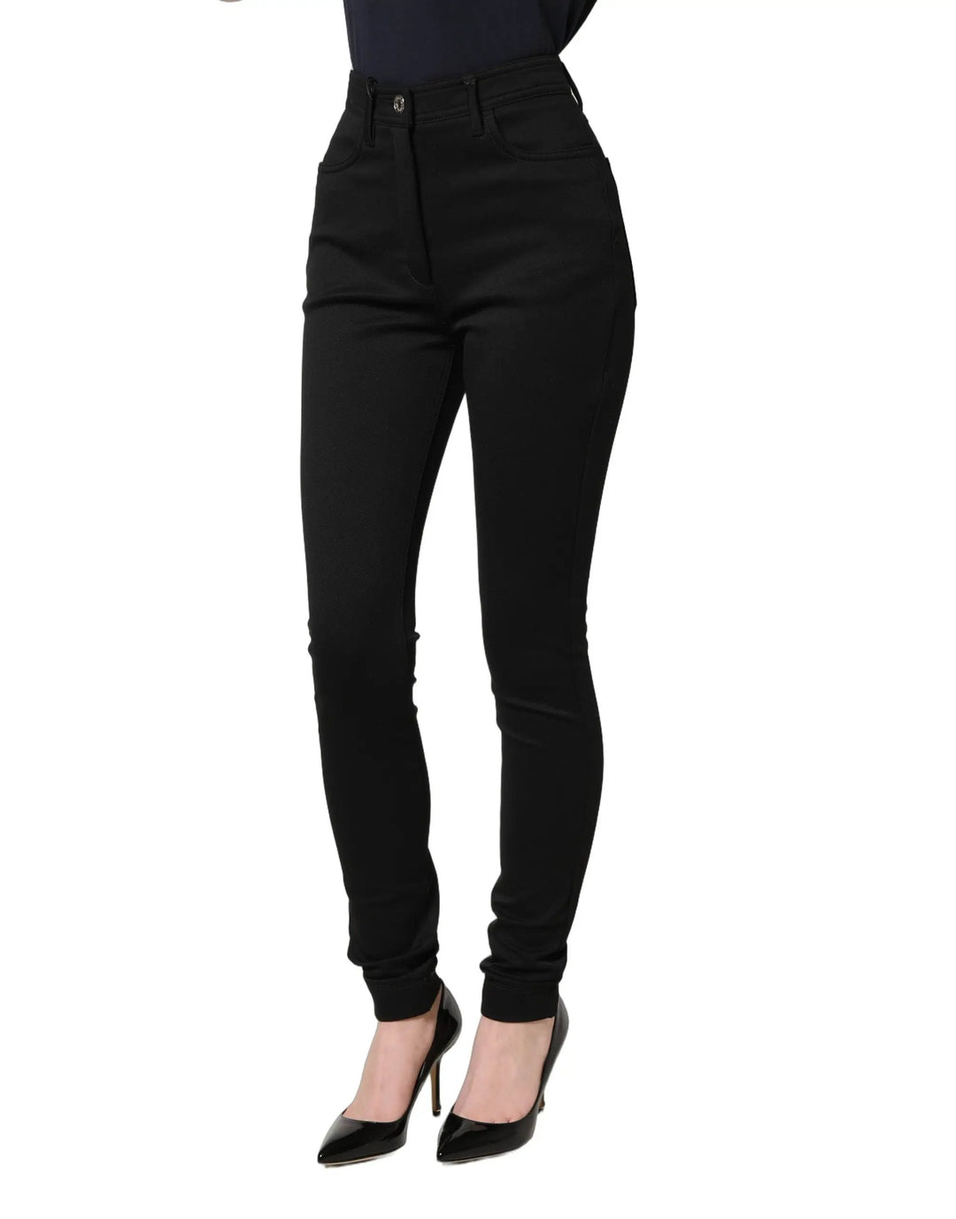Dolce &amp; Gabbana Sample Sale | Dolce &amp; Gabbana Black Nylon Stretch Skinny High Waist Pants - | Designer outlet