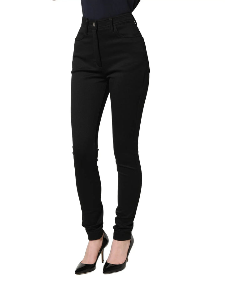 Dolce &amp; Gabbana Sample Sale | Dolce &amp; Gabbana Black Nylon Stretch Skinny High Waist Pants - | Designer outlet