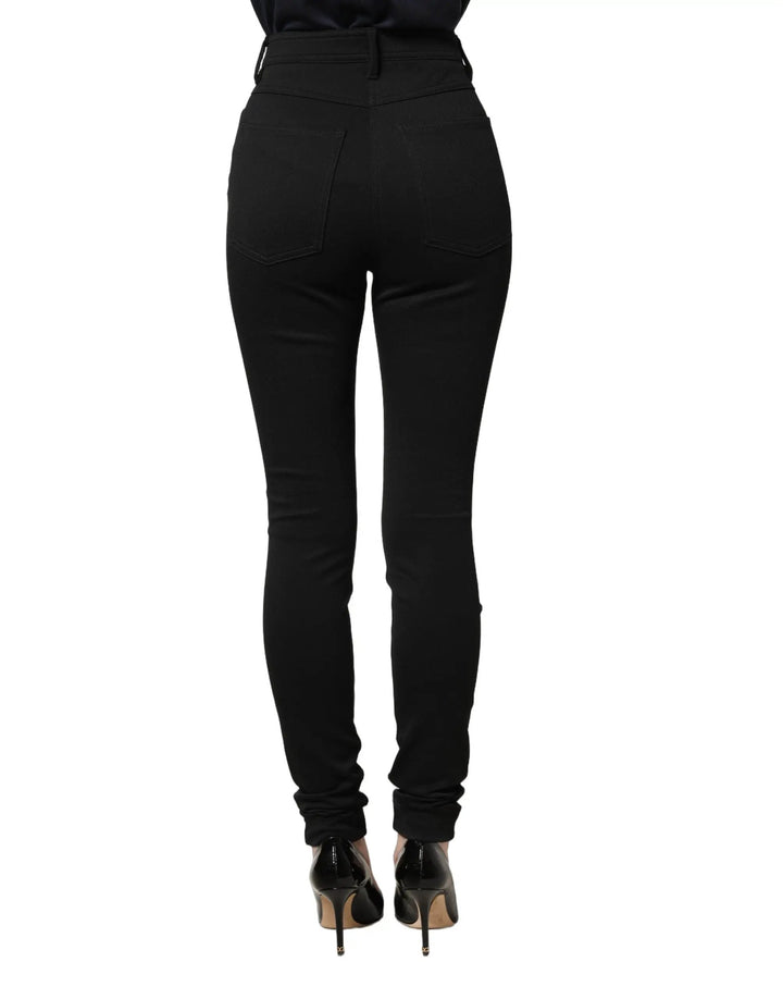 Dolce &amp; Gabbana Sample Sale | Dolce &amp; Gabbana Black Nylon Stretch Skinny High Waist Pants - | Designer outlet