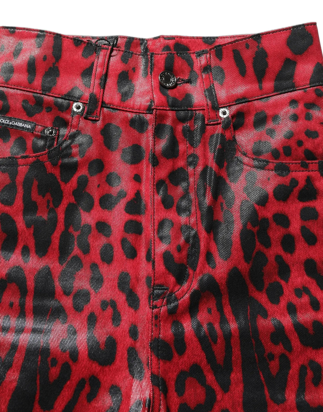 Dolce & Gabbana Sample Sale | Dolce & Gabbana Red Leopard Skinny High Waist Denim Jeans - | Designer outlet