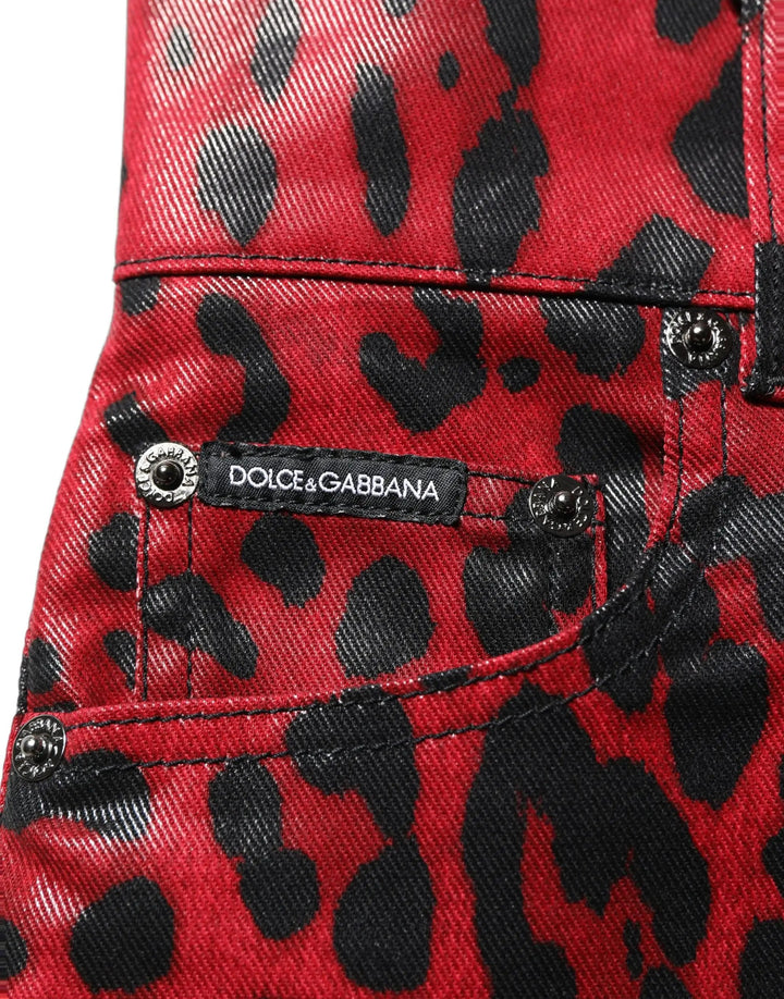 Dolce & Gabbana Sample Sale | Dolce & Gabbana Red Leopard Skinny High Waist Denim Jeans - | Designer outlet