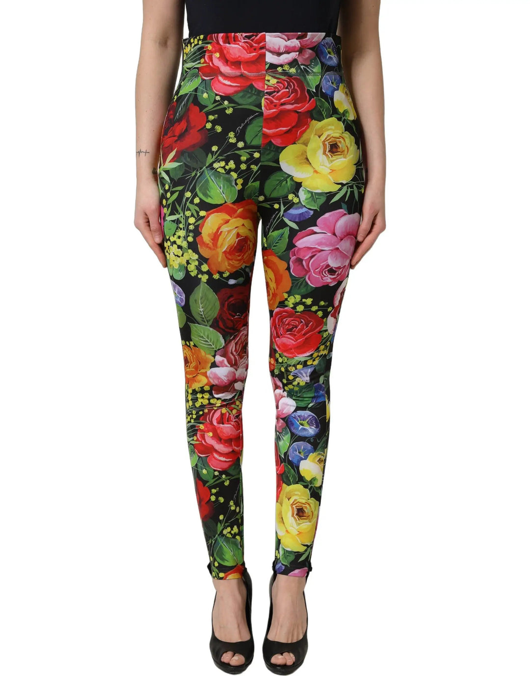 Dolce & Gabbana Sample Sale | Dolce & Gabbana Multicolor Floral Stretch Jersey Leggings Pants - | Designer outlet