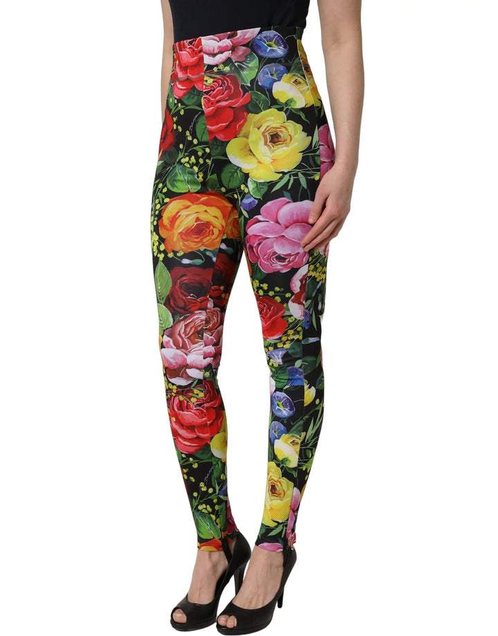 Dolce &amp; Gabbana Sample Sale | Dolce &amp; Gabbana Multicolor Floral Stretch Jersey Leggings Pants - | Designer outlet