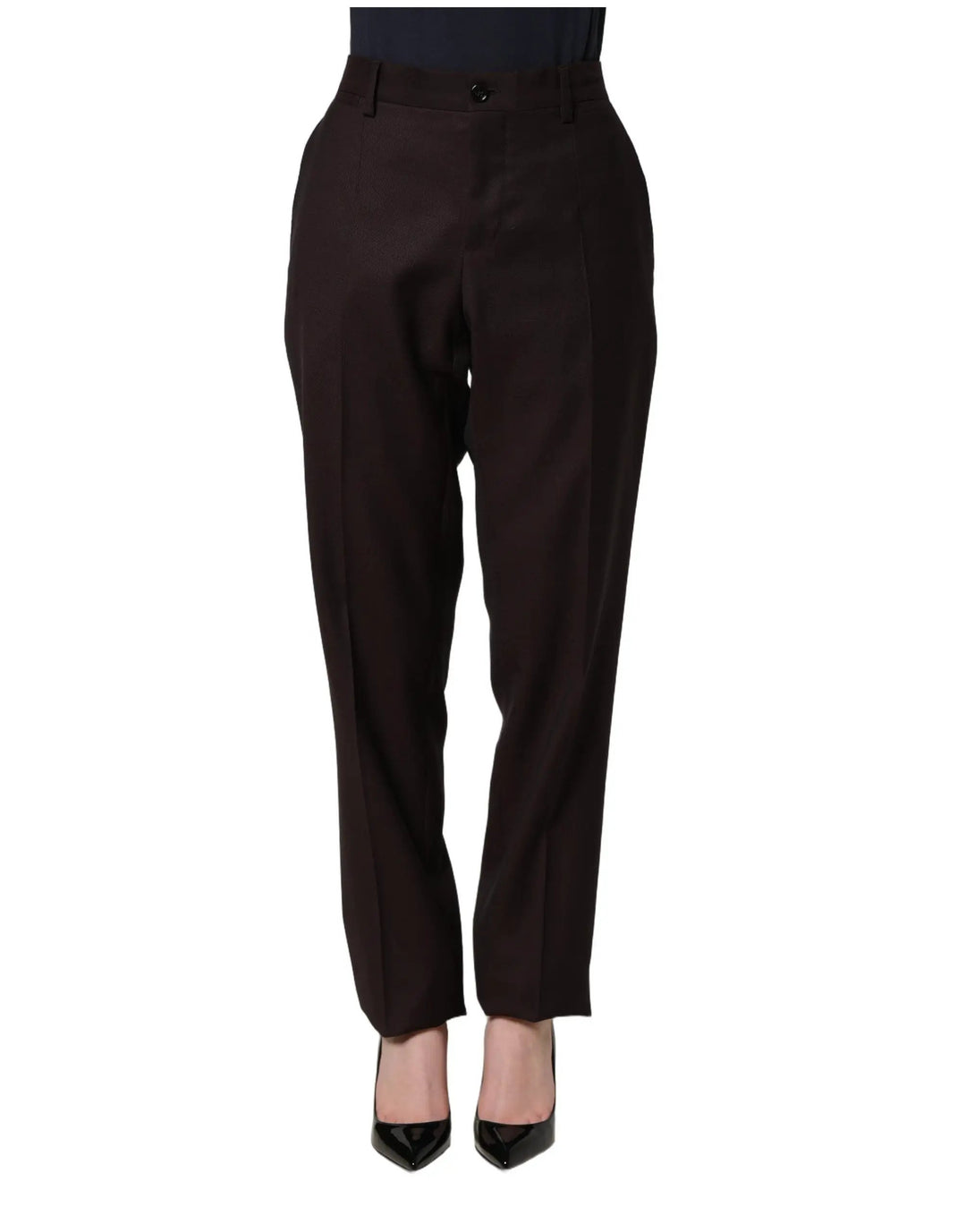 Dolce & Gabbana Sample Sale | Dolce & Gabbana Brown Straight Leg Dress Silk Trousers Pants - | Designer outlet