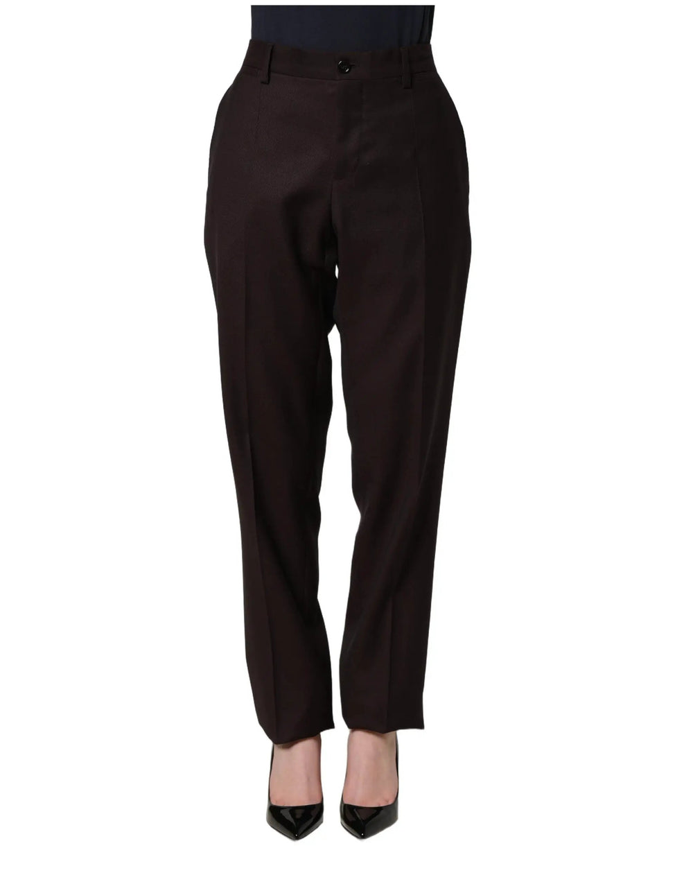Dolce & Gabbana Sample Sale | Dolce & Gabbana Brown Straight Leg Dress Silk Trousers Pants - | Designer outlet